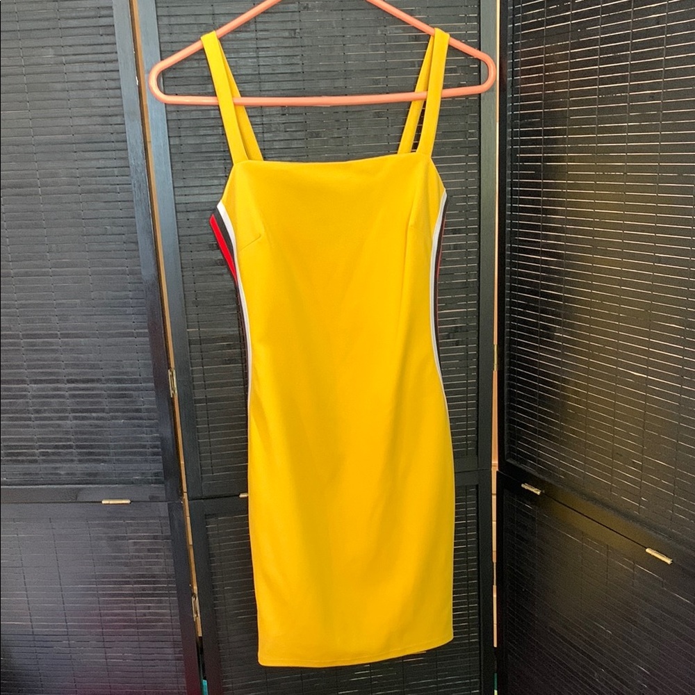 Blue Blush Yellow Bodycon Mini Dress Square Neck